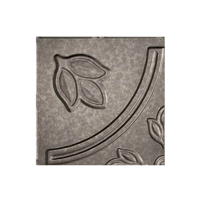 FASÄDE Traditional Style 5 Decorative Vinyl 2ft x 2ft Lay in Ceiling Panel in Galvanized Steel (5 Pack) - 12in x 12in Sample - Galvanized Steel