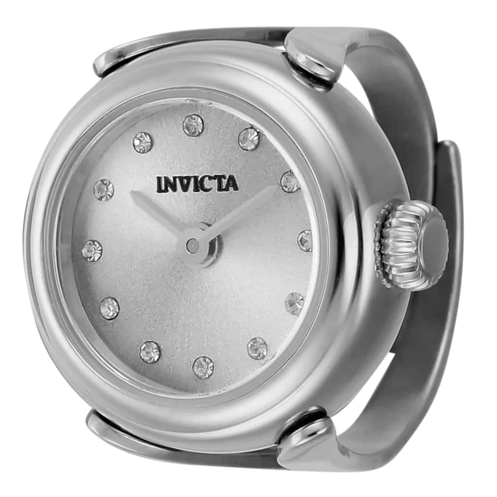Invicta Women's 44480 Mini Quartz 2 Hand Silver Dial Ring Watch