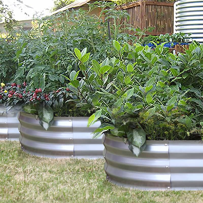 Silver Oval Raised Galvanized Steel Garden Bed Planter - 6' x 3'