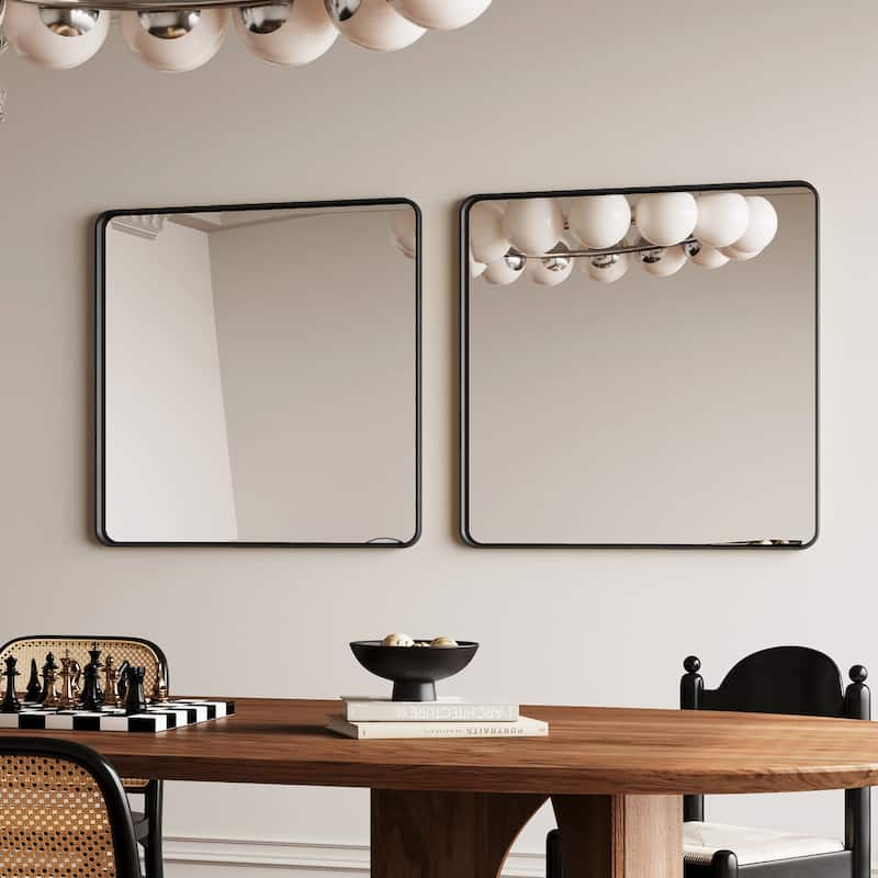 GDF Studio - Rosita 36 Inch Square Metal Framed Wall Mirror - Black