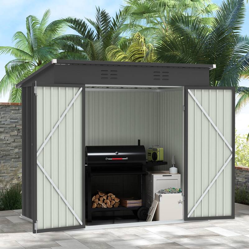 Upgrade 6 ft. W x 4 ft. D Galvanized Steel Outdoor Metal Storage Shed - Grey
