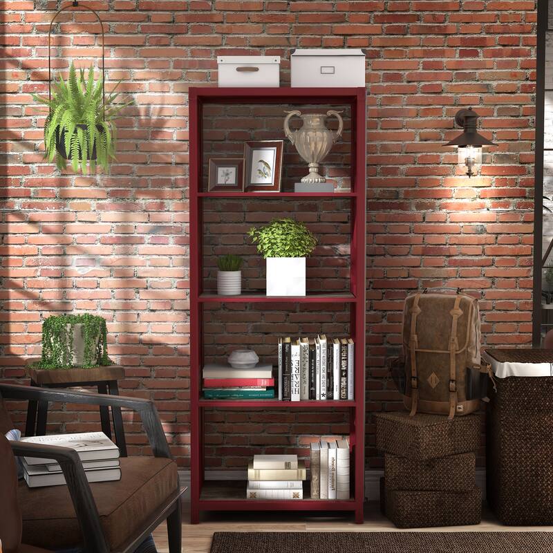 Carnsile Contemporary Open Back 4-Shelf Bookcase by Furniture of America