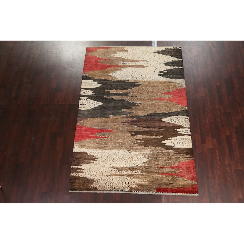 Contemporary Abstract Oriental Home Decor Area Rug Wool Hand-knotted - 6'5" x 9'7"