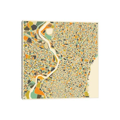 iCanvas "Abstract City Map of Philadelphia" by Jazzberry Blue Canvas Print
