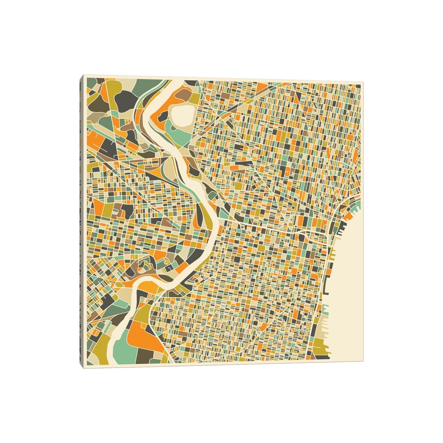 iCanvas "Abstract City Map of Philadelphia" by Jazzberry Blue Canvas Print