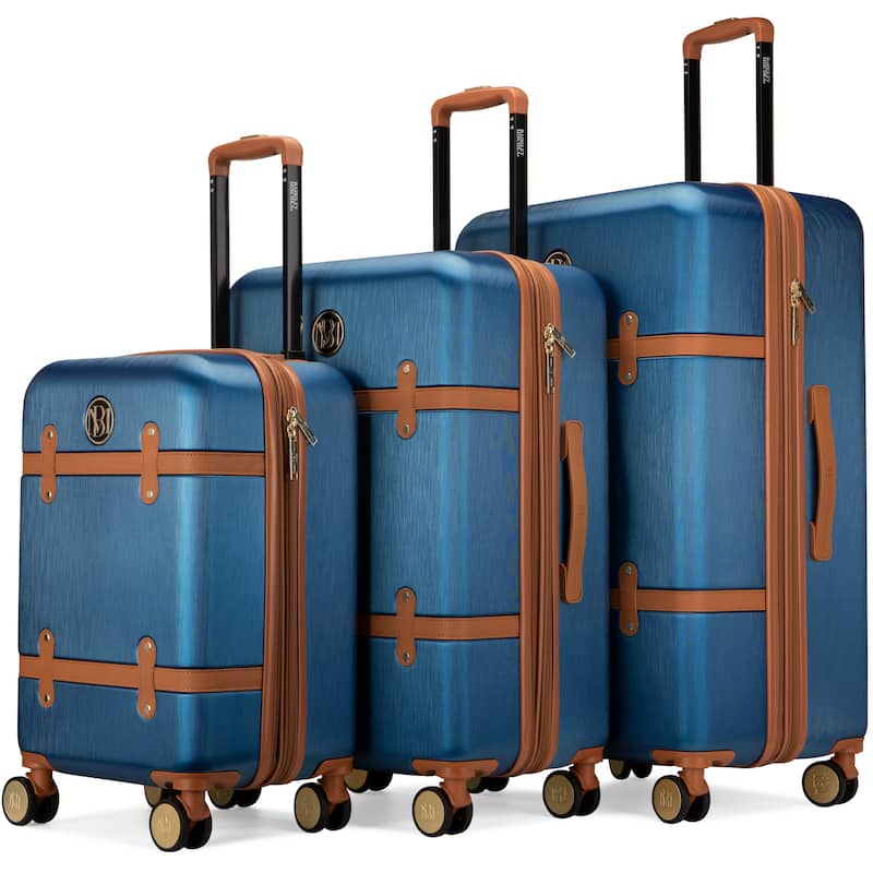 BADGLEY MISCHKA Grace 3 Piece Expandable Spinner Luggage Set - Navy