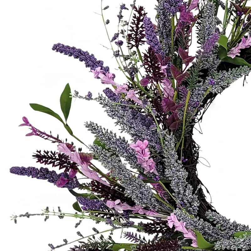 Lavender Floral Artificial Spring Wreath - 24" - Purple
