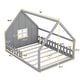 preview thumbnail 3 of 10, Full Size Wood House Bed with Window and Fence,