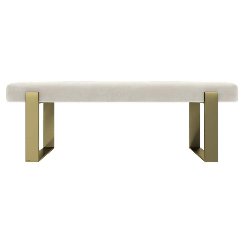 Vant Upholstered Bed Bench - Micro Suede Nuetral Sand-Burnished Brass