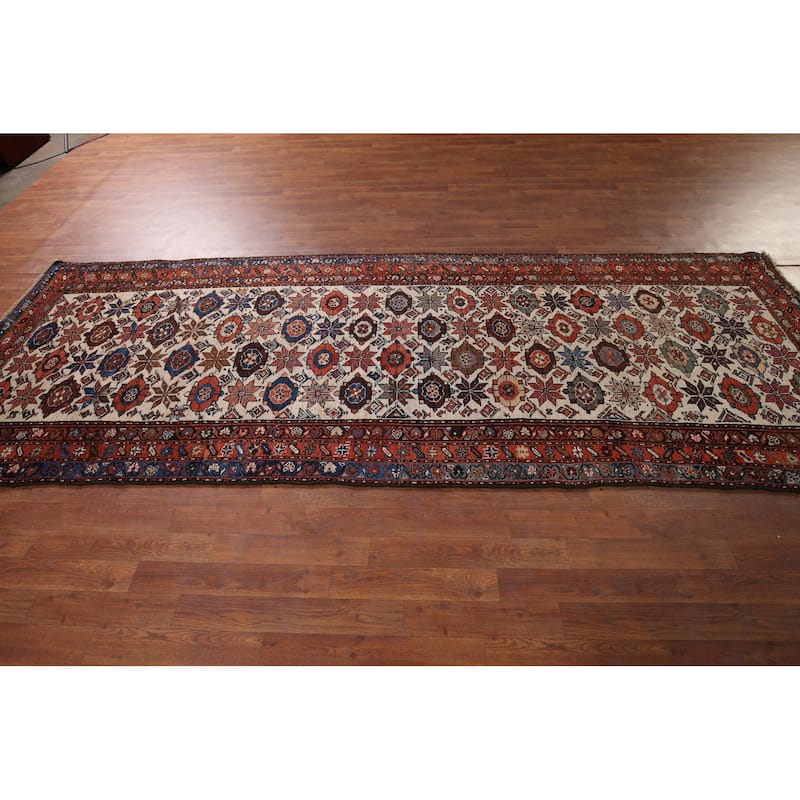 Pre-1900 Antique Vegetable Dye Senneh Persian Wool Carpet - 4'0" x 11'7"