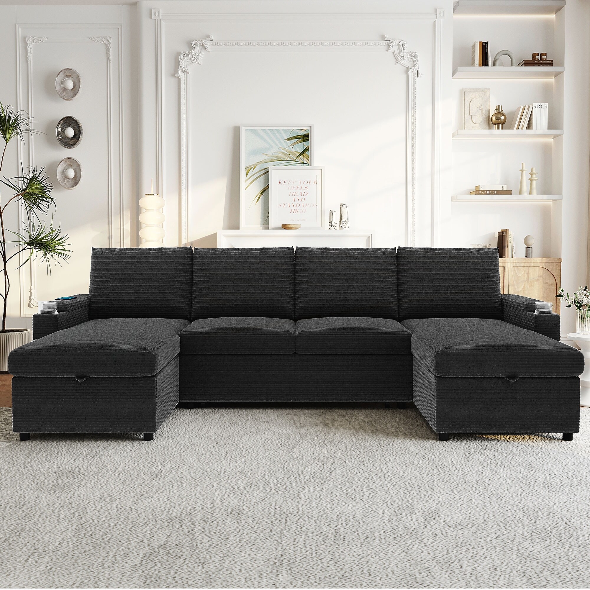 U-Shaped Sectional Sofa Modern Upholstered Sofa