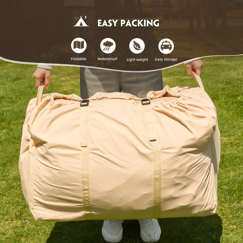 Erommy Inflatable Camping Tent, Glamping Tents 4 Season Waterproof Windproof Cotton Tent with Stove Jack & Mesh Windows & Pump
