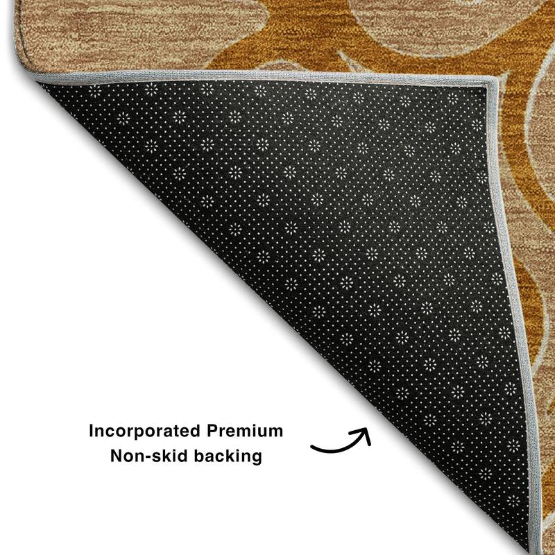 Premium Washable Super Soft Transitional Scroll Mayfield Rug