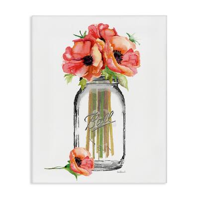 Stupell Mason Jar Poppys, Proudly Made in USA - 36 x 48