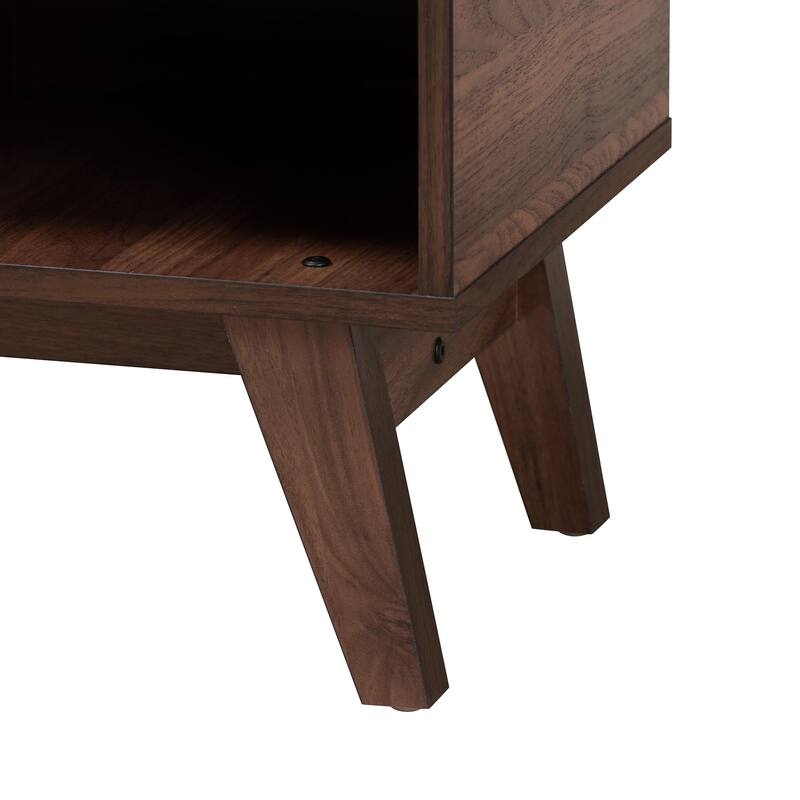 Paricia Mid-Century Modern Walnut Brown Finished Wood Shoe Cabinet