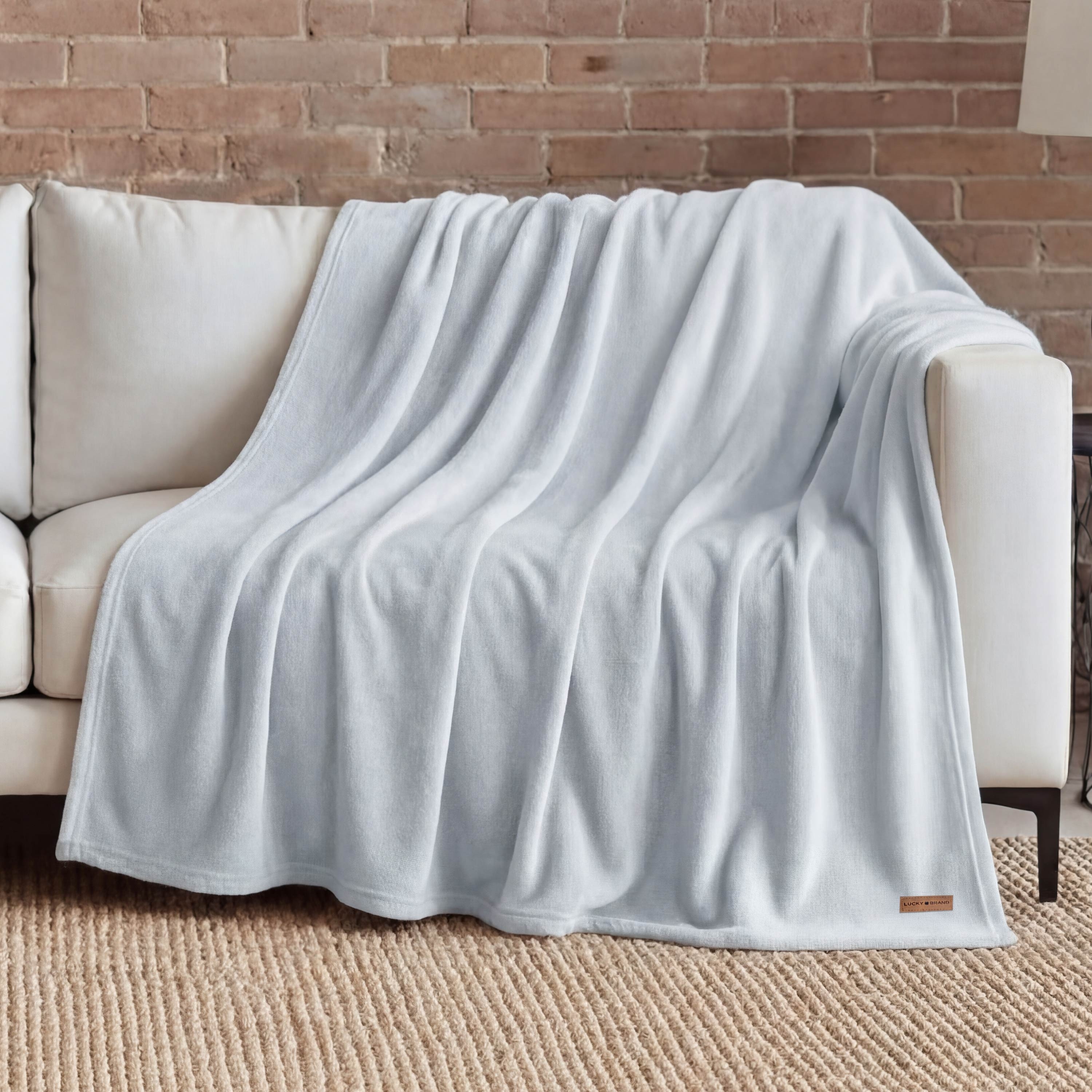 Lucky Brand Solid Plush Throw Blankets - Overstock - 43032162