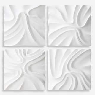Uttermost Snowdrift Scultped White Wall Decor, Set of 4 - 15.25"H x 15.25"W x 3"D
