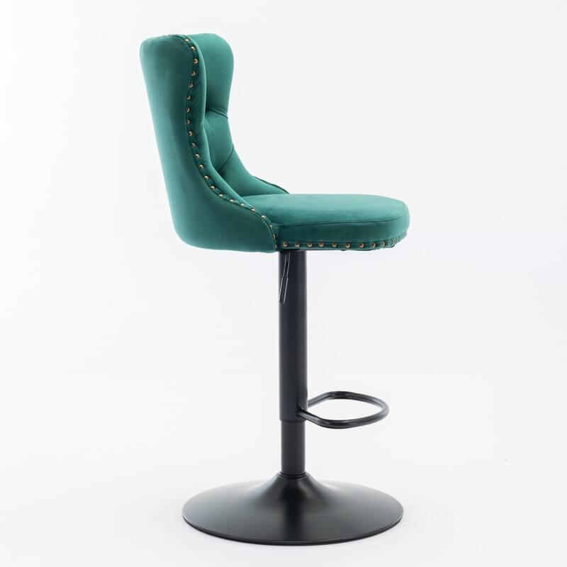 Velvet Upholstered Counter Height Wingback Barstools, Set of 2