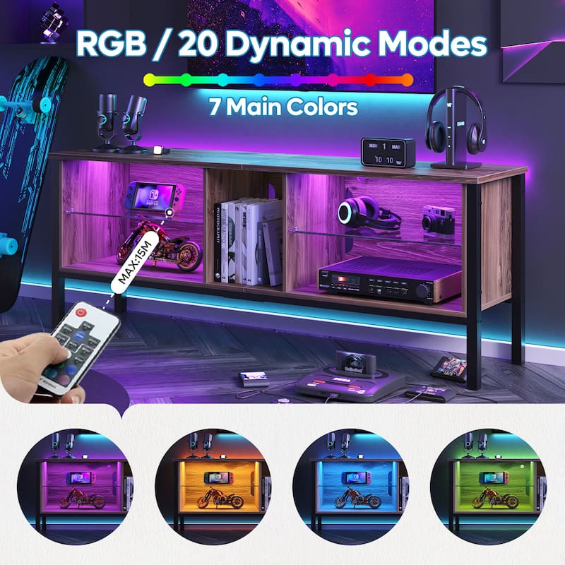 LED Entertainment Center with Shelves Gaming TV Stand for 70 inch TVs - 62 inches