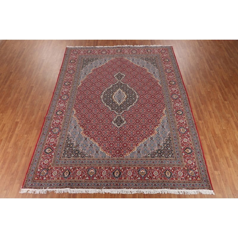 Red Geometric Tabriz Turkish Area Rug Machine Made Carpet - 9'7" x 12'7"