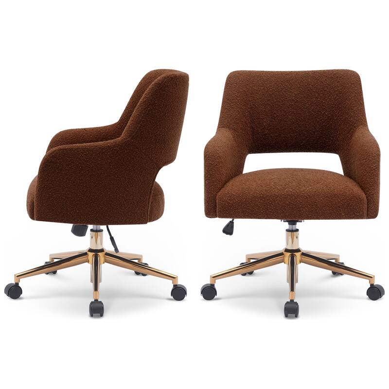 Boucle Upholstered Office/ Desk Chair - Swivel/ Adjustable Height (Set of 2)
