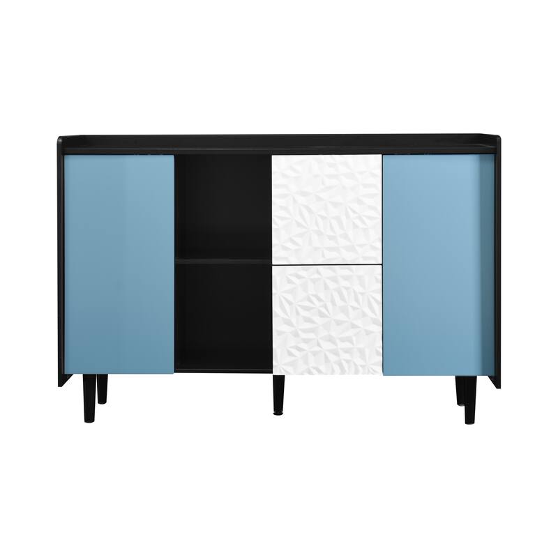 Modern Sideboard Buffet Cabinet with 2 Drawers and 2 Open Storage Compartment