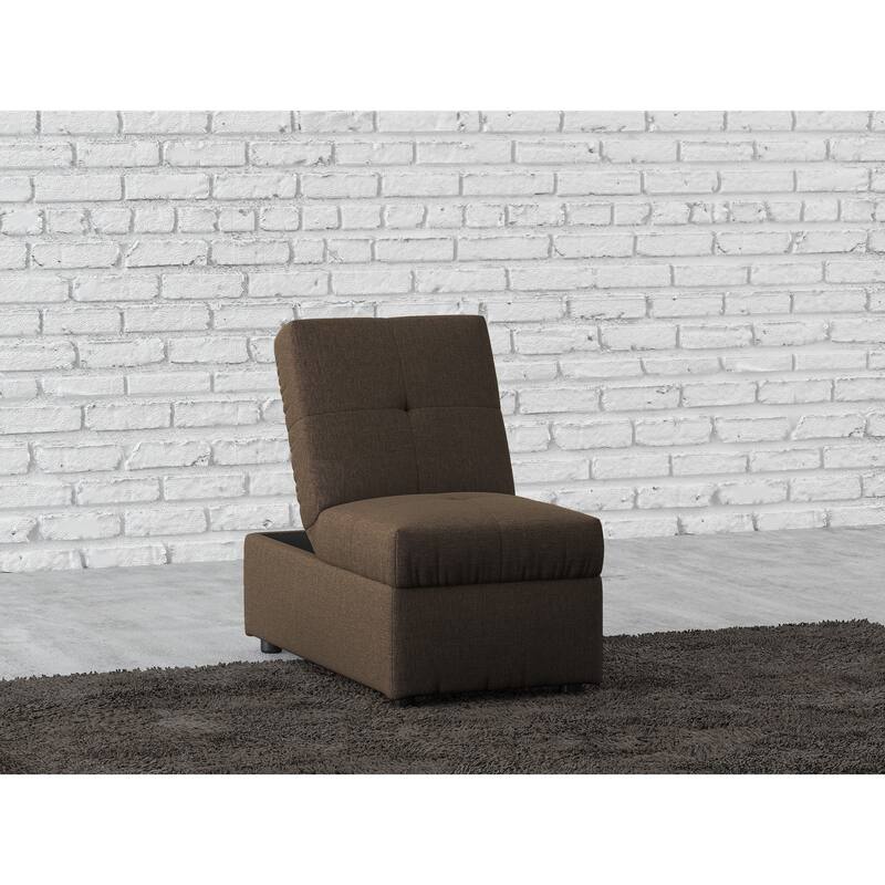 Stylish 1pc Storage Ottoman Convertible Chair Foam Cushioned Fabric Upholstered Solid Wood Plywood Frame Living Room Furniture