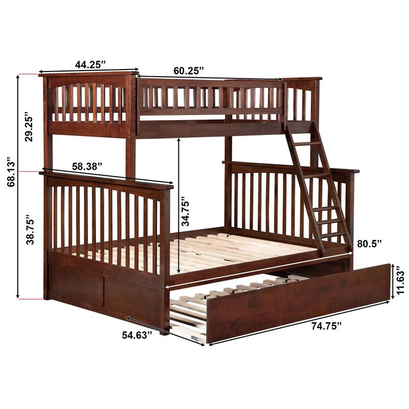Columbia Bunk Bed Twin over Full with Full Trundle Bed