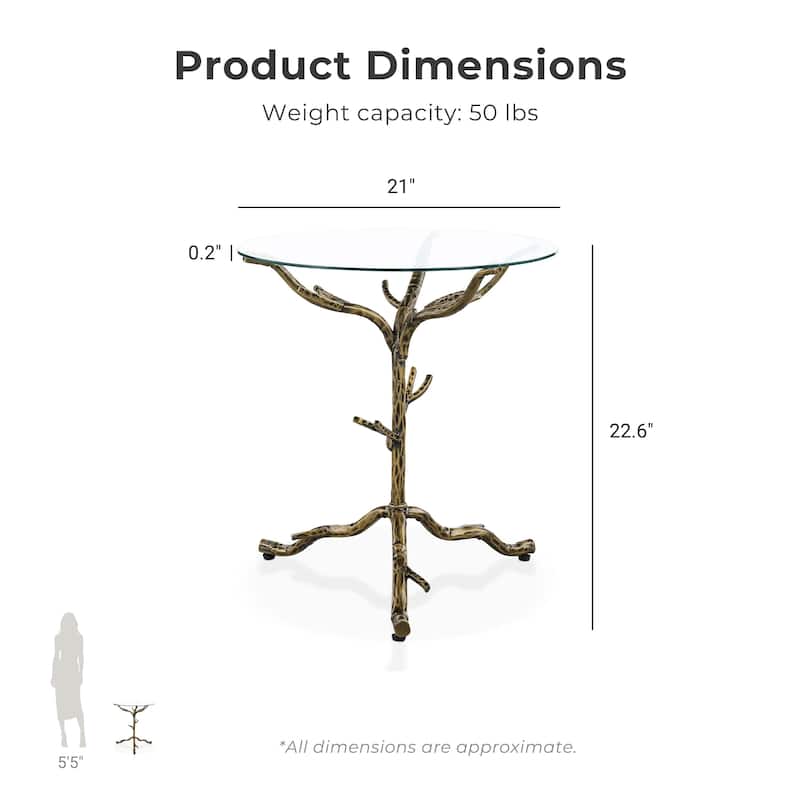 247 Shop At Home Lalia Modern Hammered Metal Tree Branch Side Table