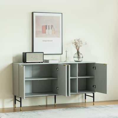 Modern Buffet Cabinet with 4 Door and Metal Legs