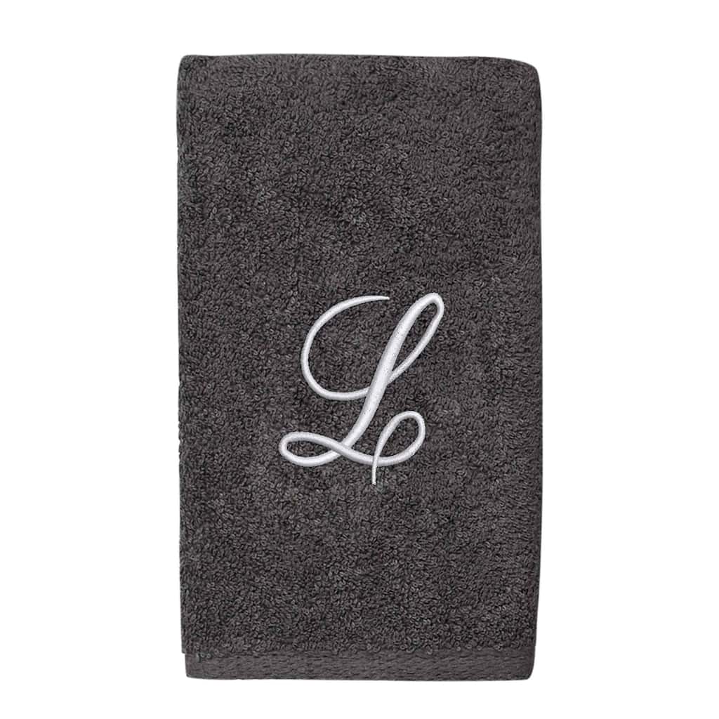 Avanti Linens Granite/Silver Script Monogram Hand Towel Letter L - Hand Towel