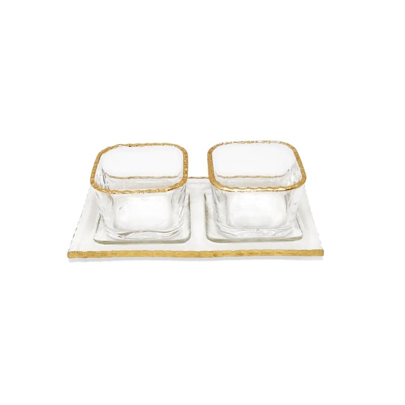 Bowl Relish Dish on Tray with Gold Rim