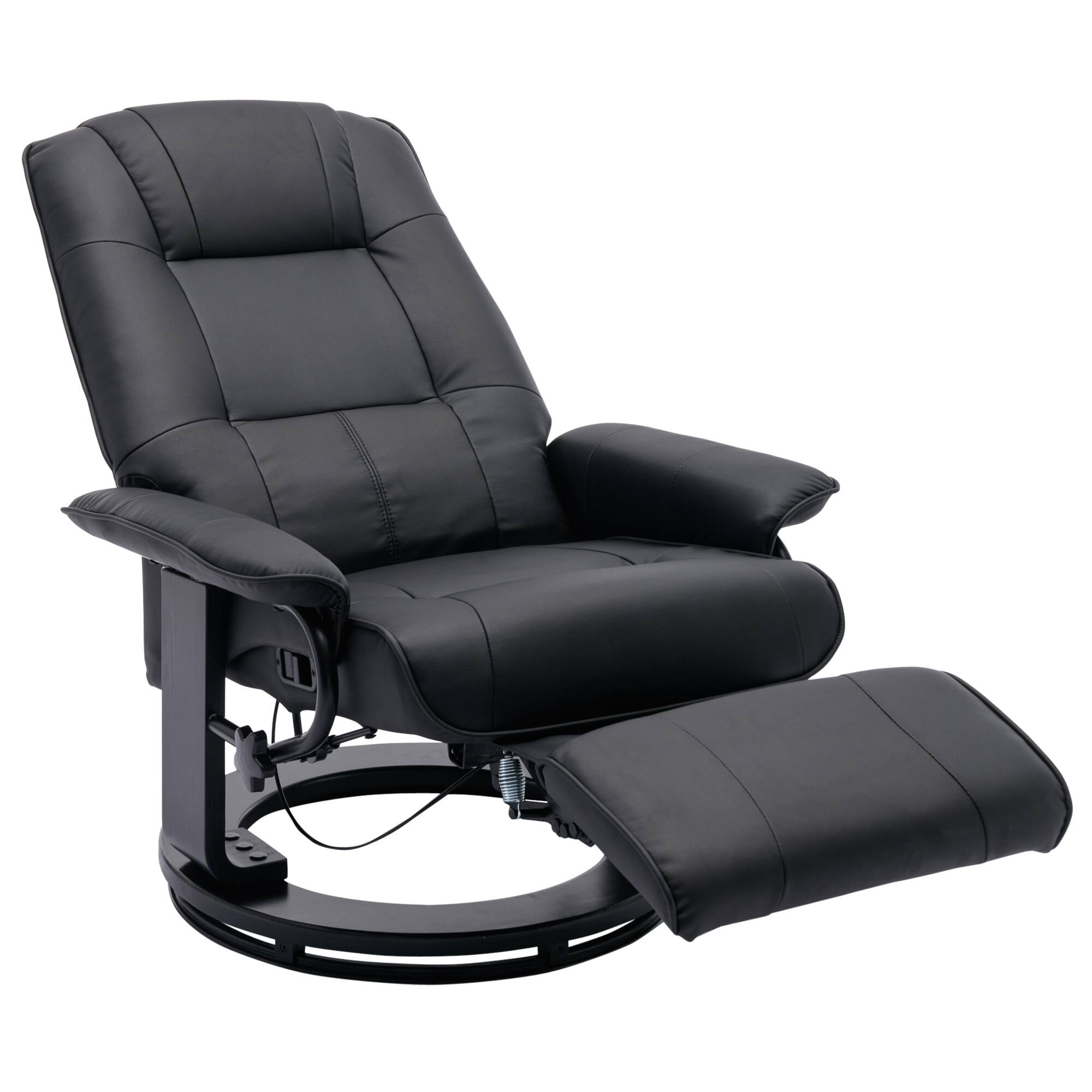 Faux Leather Manual Recliners, Adjustable Swivel Lounge Chair with