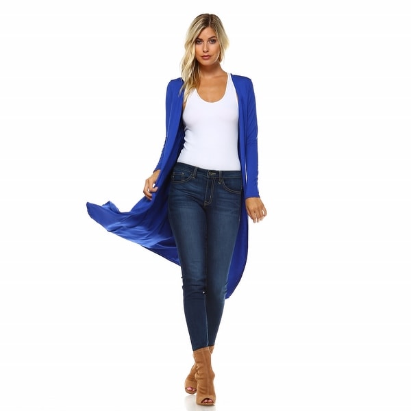 Isaac Liev Extra Long Soft & Lightweight Open Front Flyaway Cardigan Duster