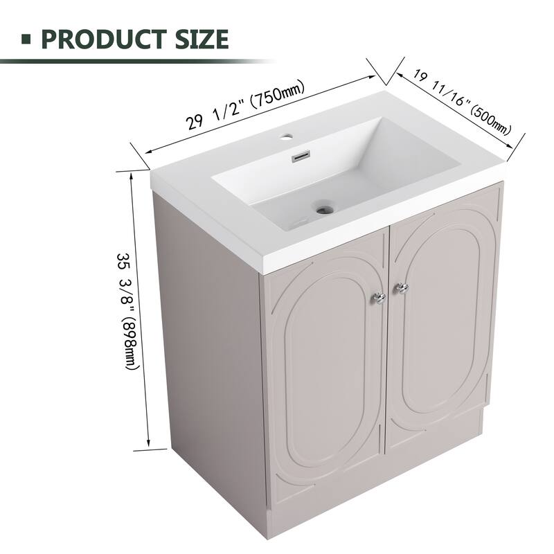 30" Freestanding Bathroom Vanity with Resin Sink