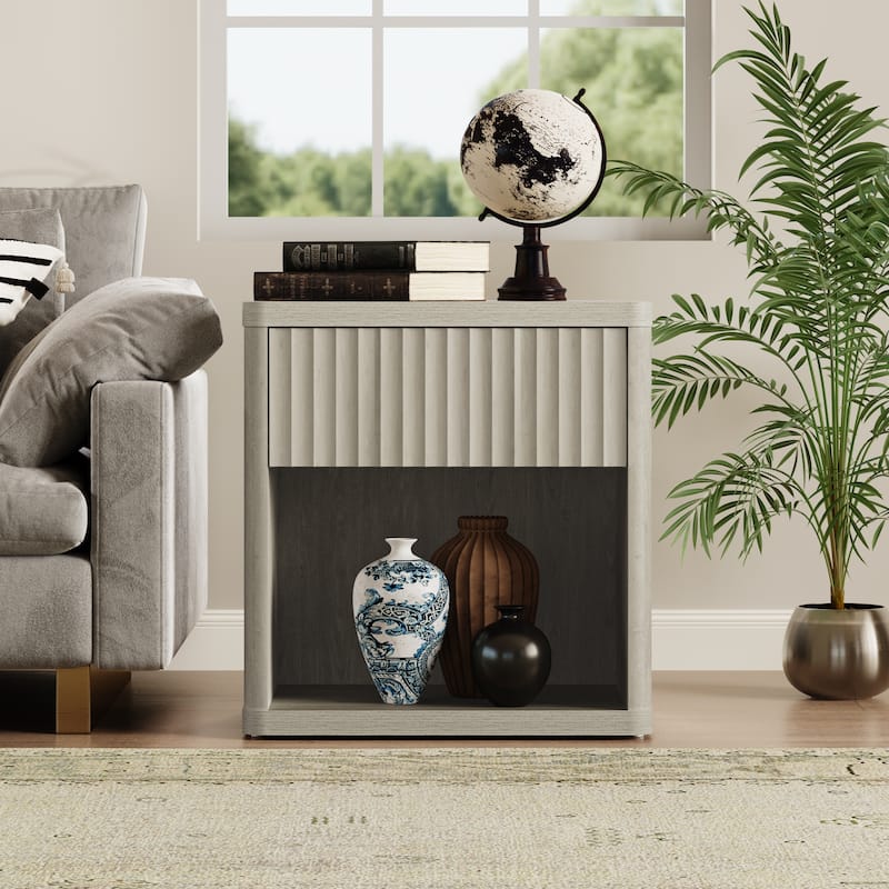 SICOTAS Set of 2 Nightstand with 1 Drawer and Open Storage