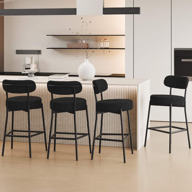 XINMICS 27 Inches Boucle Counter Height Bar Stools with Back