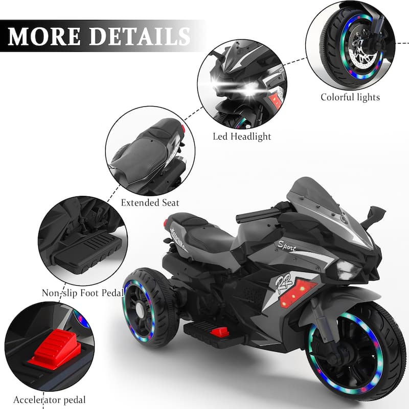 12V Kids Ride on Motorcycle, Electric Kids Motorcycle, Battery Powered Motorcycle for 3-6 Years Old