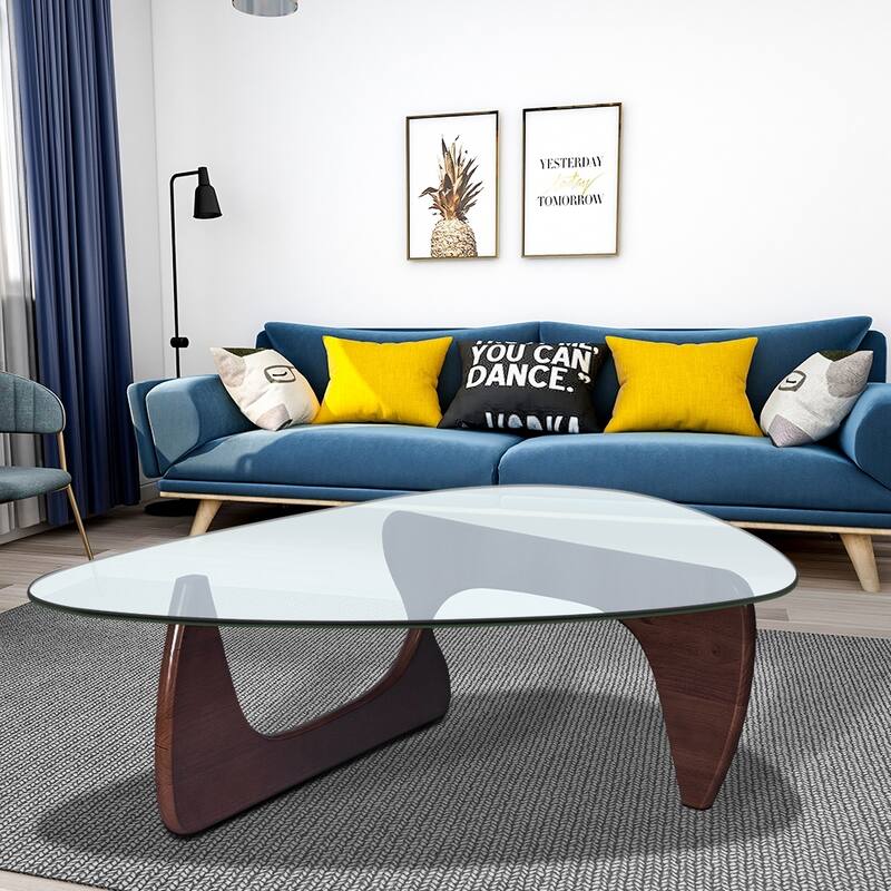 Modern Solid wood/Tempered glass coffee table