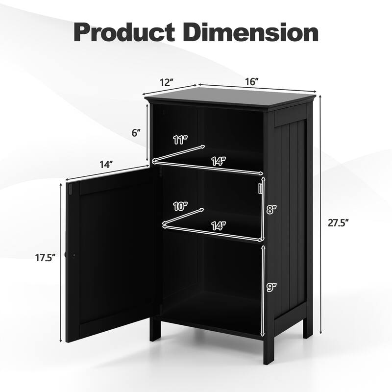 Bathroom Freestanding Adjustable Shelf Floor Storage Cabinet