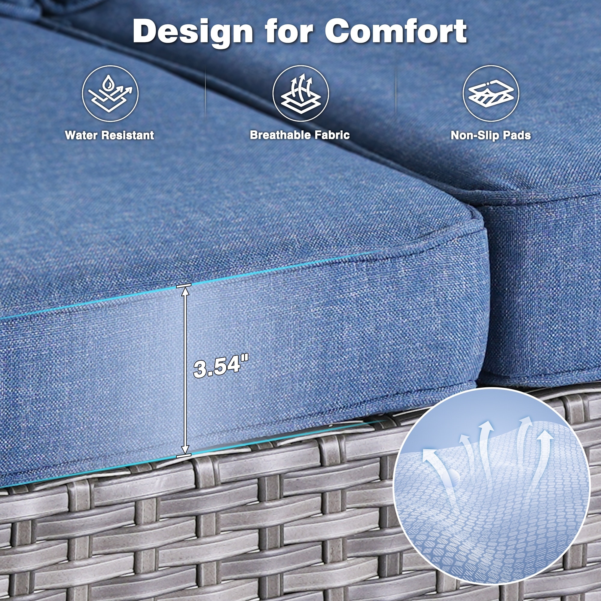 OVIOS 3-piece Patio Wicker Swivel Chair Set-image