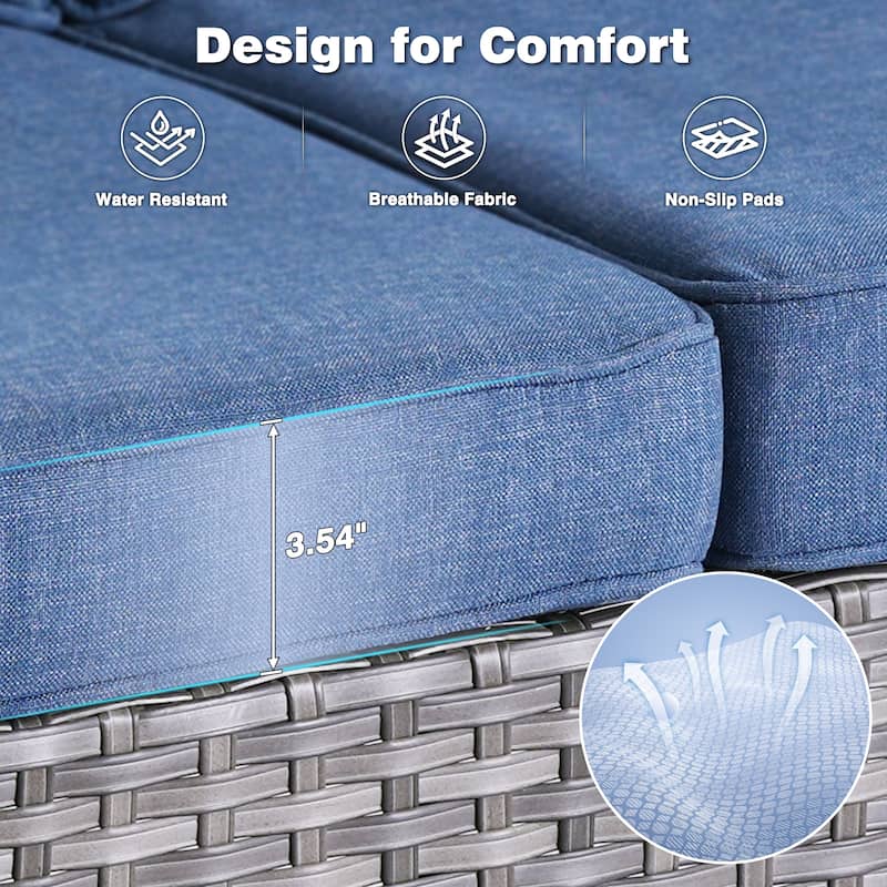OVIOS 3-piece Patio Wicker Swivel Chair Set