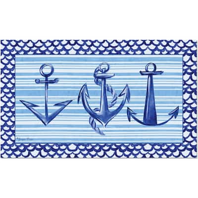 Anchors Away Indoor/Outdoor Entryway Floor Mat Made in The USA Low Profile, Protective Non-Skid Rubber Backing, 29.5" by 17.75"