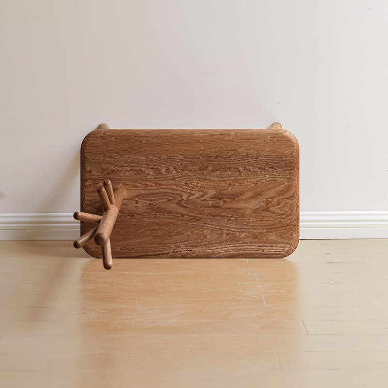 Solid Wood Shoe Stool With Cloth Hanger