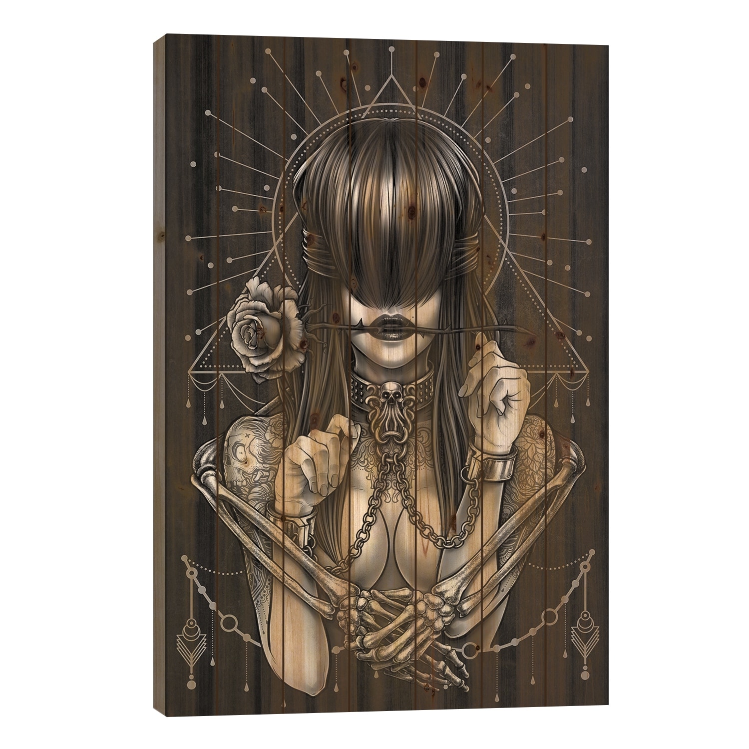 Fine Art Of Bondage Print On Wood by Winya Sangsorn - Multi-Color