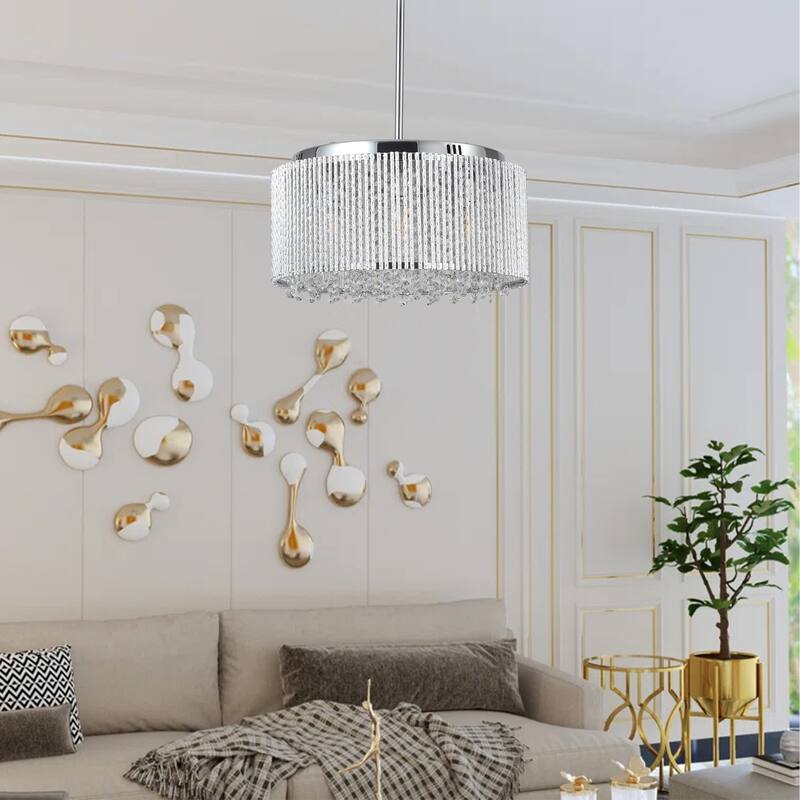Simple Decorative Light Fixture Ceiling Lighting, Round Crystal Hanging Pendant Lighting Fixture for Dining Room