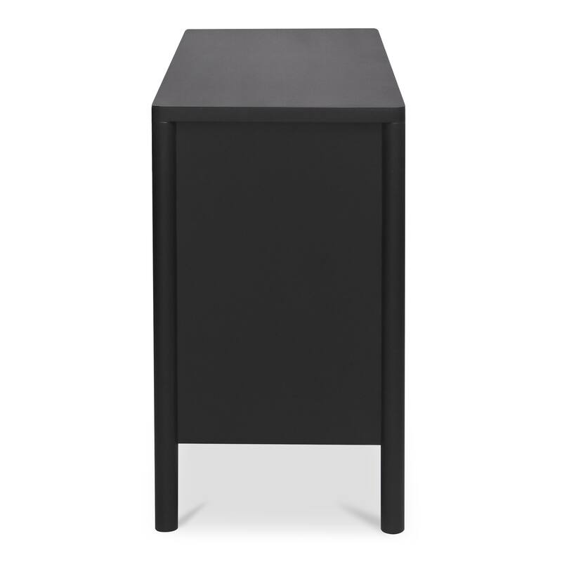 Title: NADAAL STUDIOS Delmira Sideboard, Millwork-Inspired Glass-Front Storage with Dowel Legs, Black
