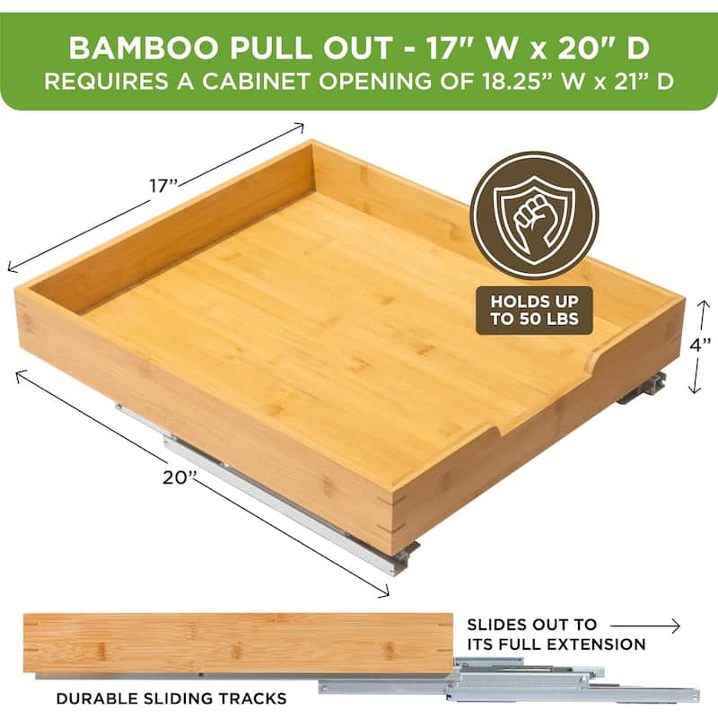 Hold N' Storage Bamboo Wooden Pull out Cabinet Organizer - Requires At Least a 21"D Cabinet Opening