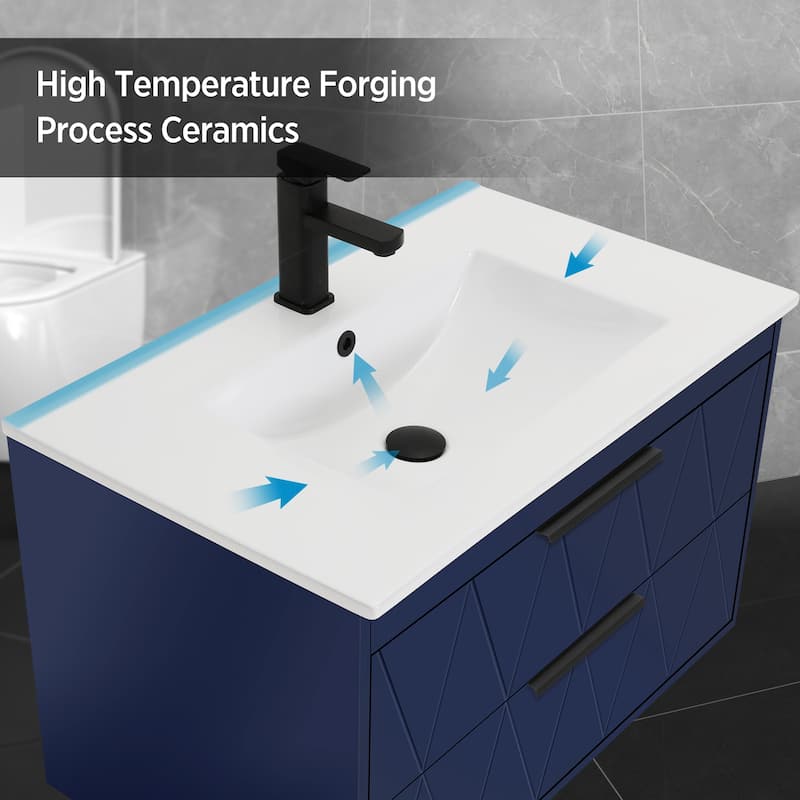 Wall Mount Vanity with Ceramic Sink SMC Sink Soft-Close