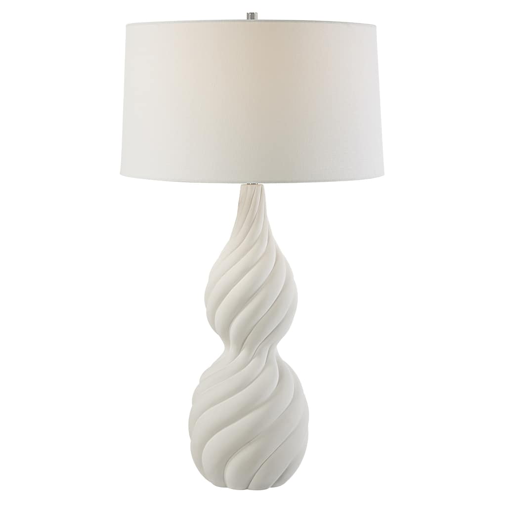 Uttermost Twisted Swirl White Table Lamp - 32"H,   Shade 10"H x 18"Dia.